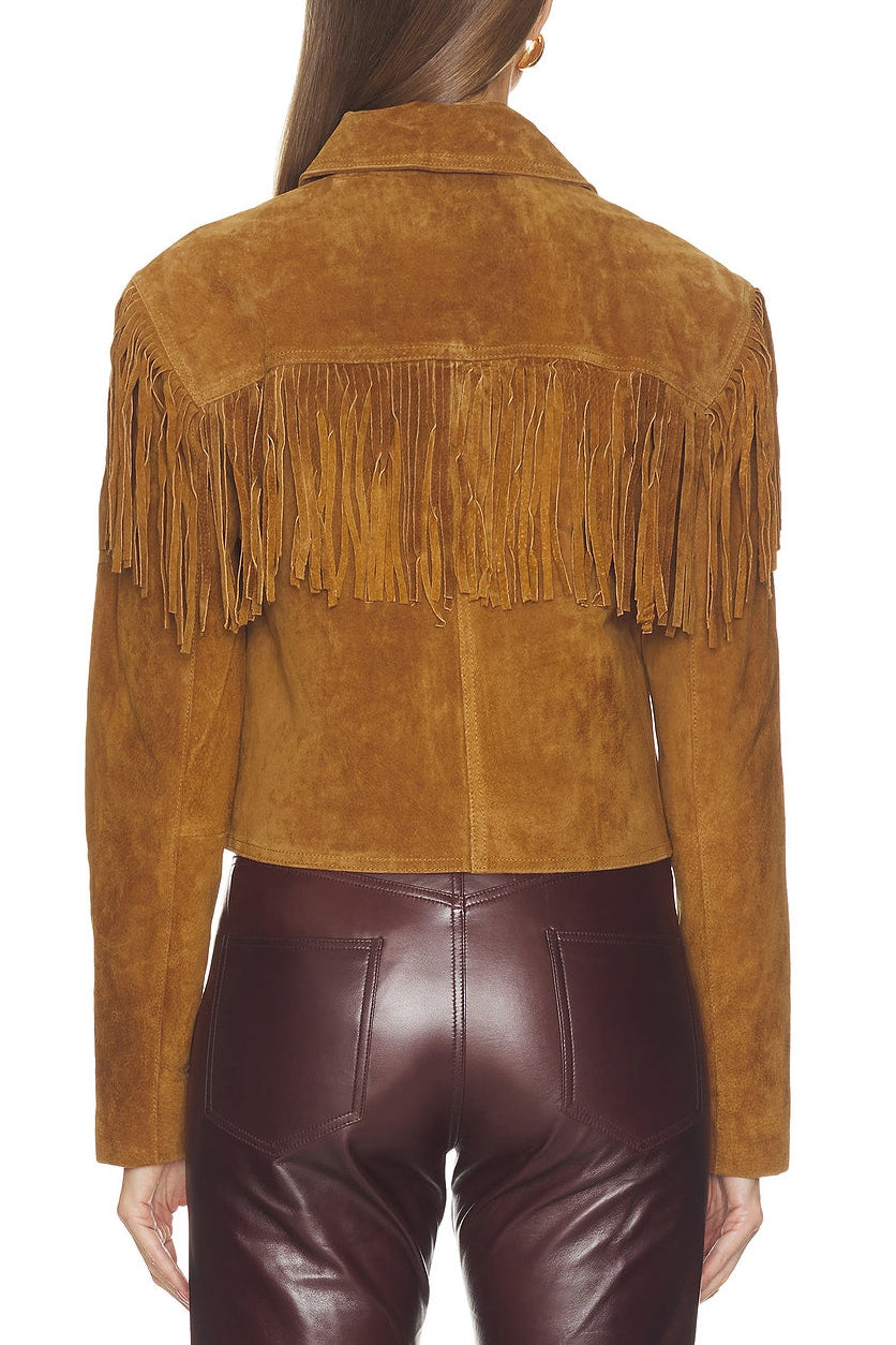 Suede Fringe Jacket in Smoked Paprika