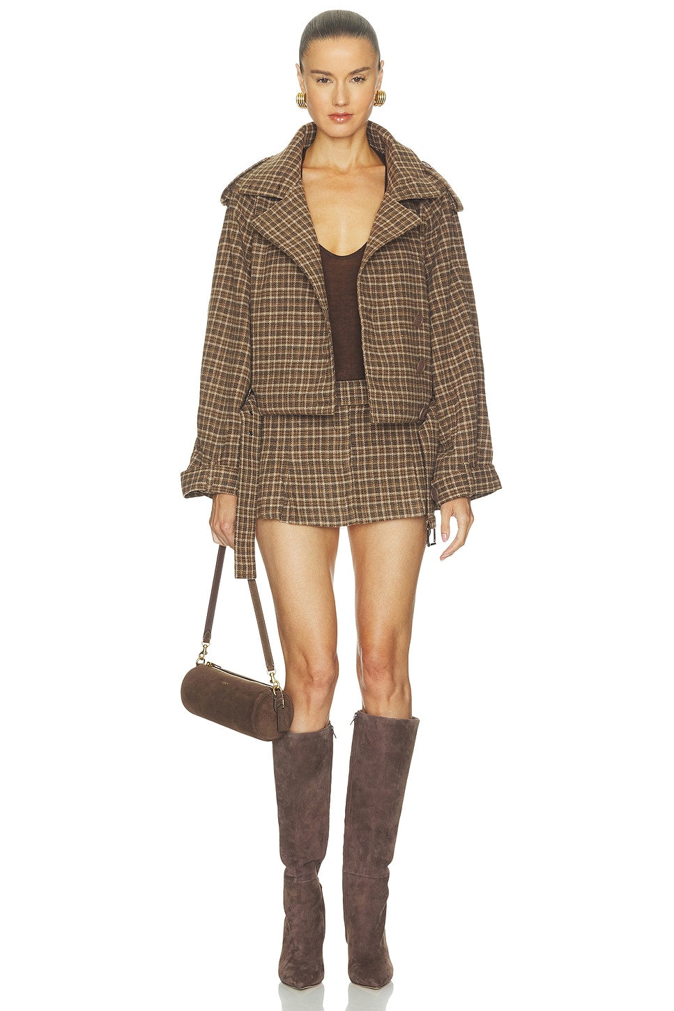 Fletcher Check Jacket in Brown & Orange