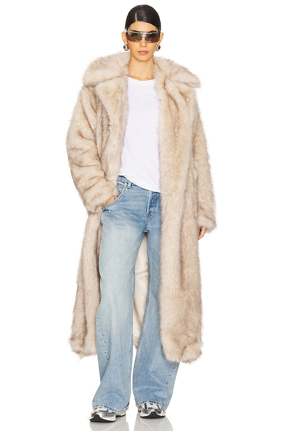 Schiffer Faux Fur Coat in Beige