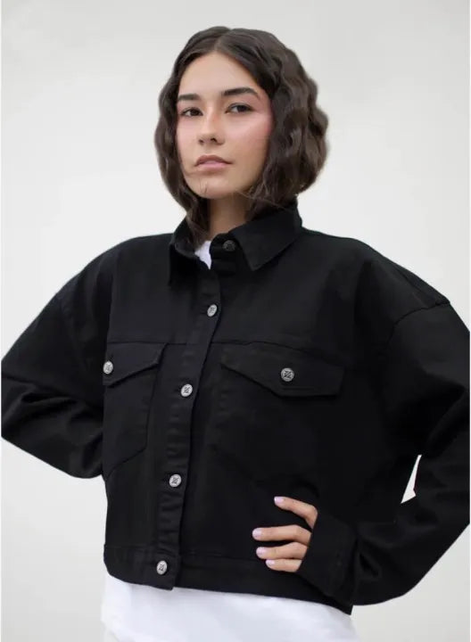 Women’s Black Oversized Denim Trucker Jacket