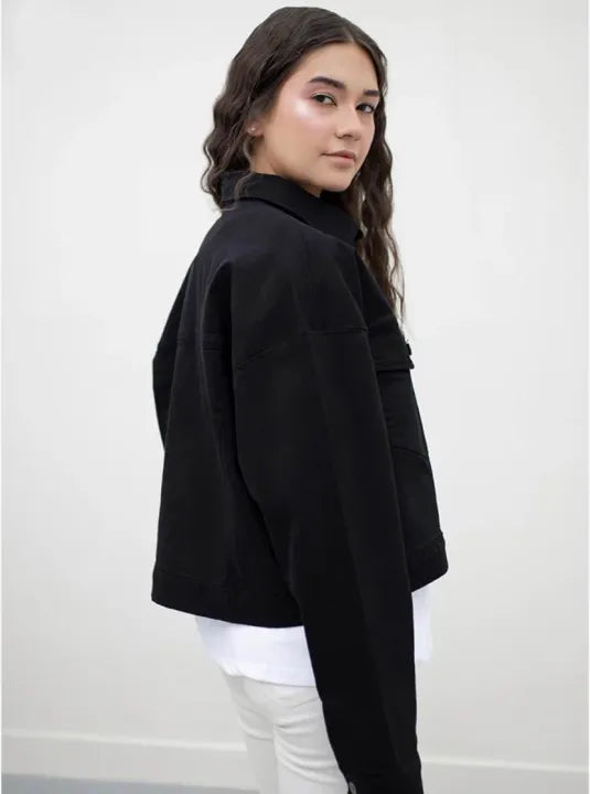 Women’s Black Oversized Denim Trucker Jacket